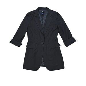 Aqua Women's 3/4 Sleeve Wool Blend Blazer Size XS Single Breasted Tailored Fit